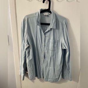 Chambray jean button up shirt for women